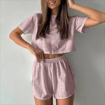 Women's Pajamas Set - Spring Long Sleeve Tops with Shorts Di Supremo