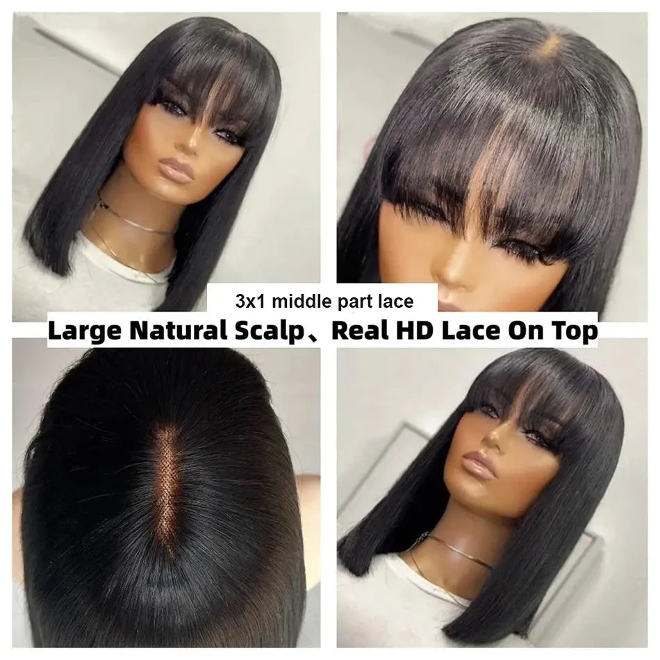 3x1 middle part brazilian human hair wig with bangs my shop saver