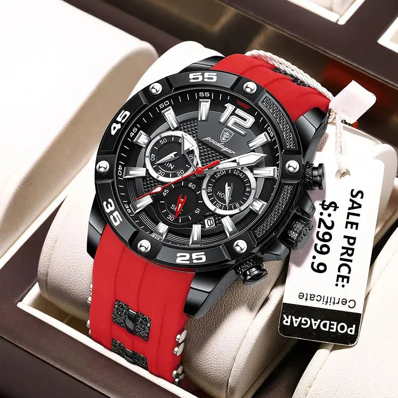 poedagar silicone strap sport men's watch my shop saver