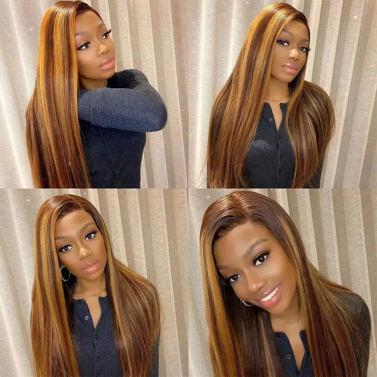 p4/27 highlight straight brazilian human hair wig my shop saver