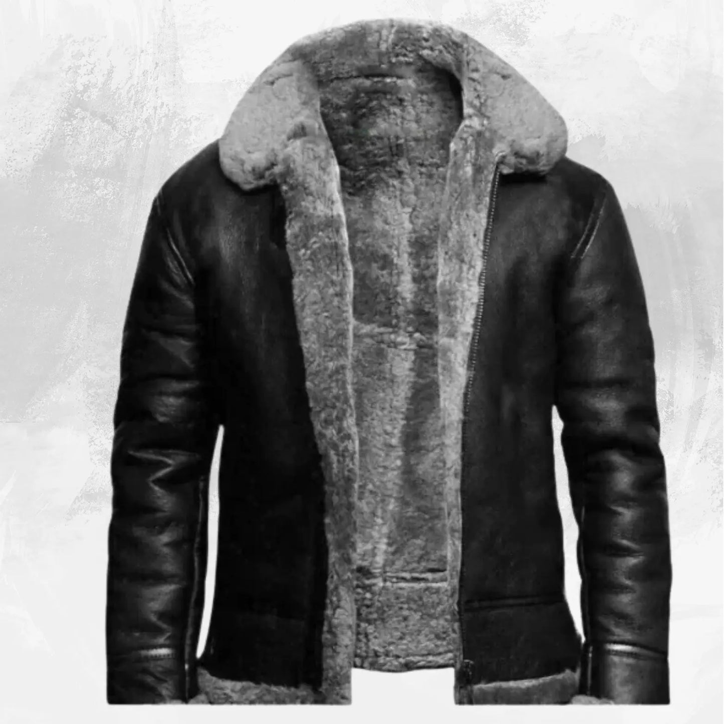 men's leather-fur one-piece lapel jacket my shop saver