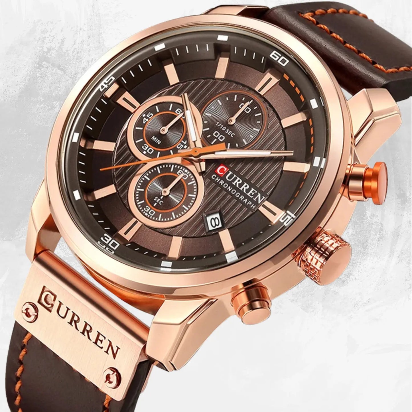 men's leather sports chronograph watch my shop saver