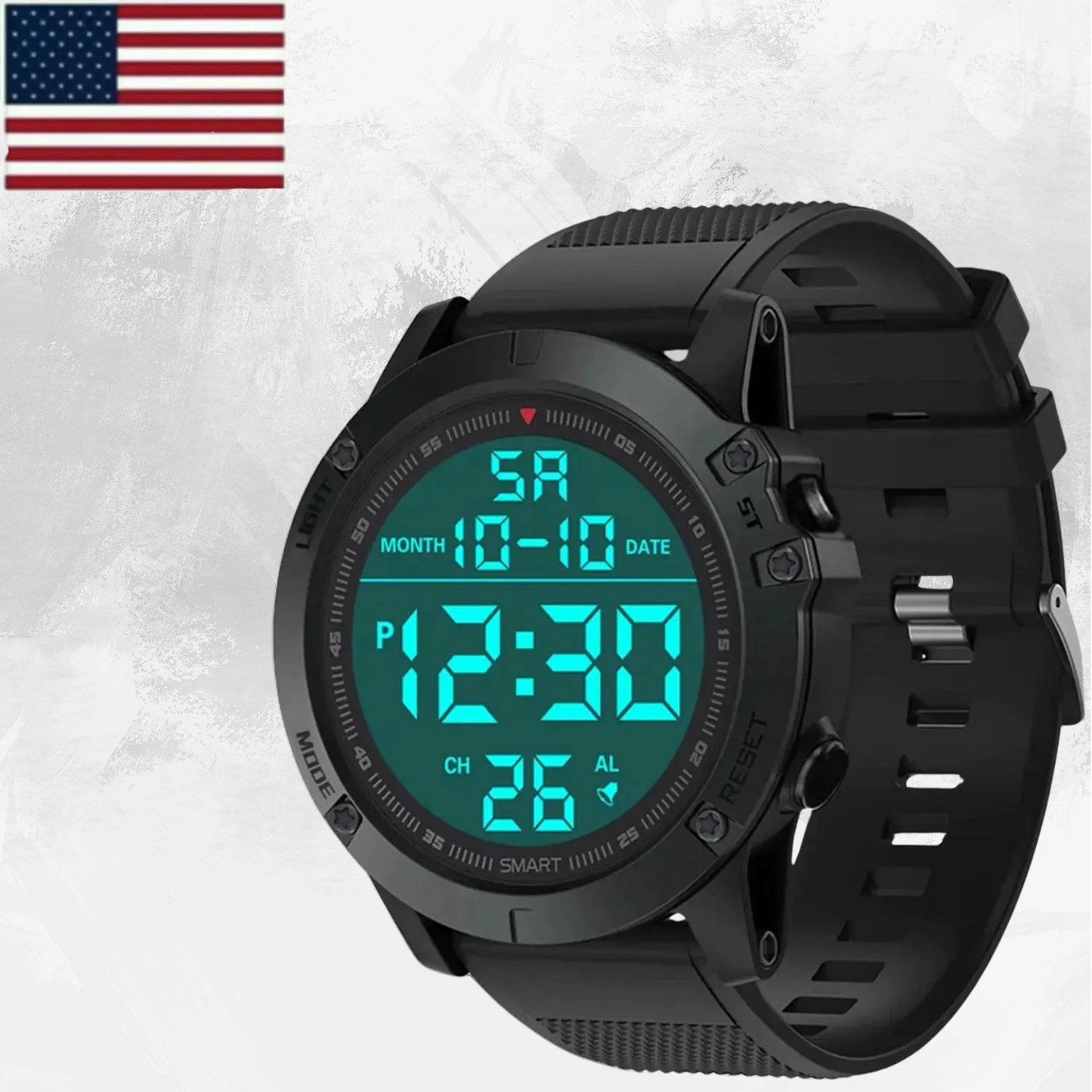 military-style waterproof digital sports watch