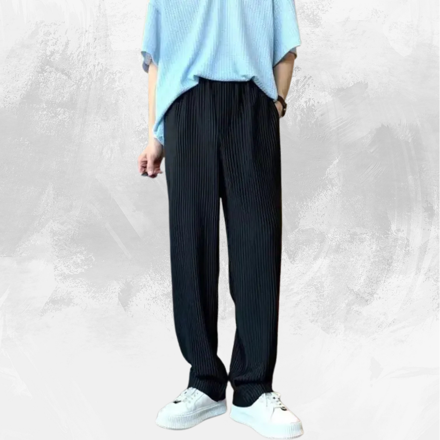 texture wide-leg pants vertical stripes men and women casual