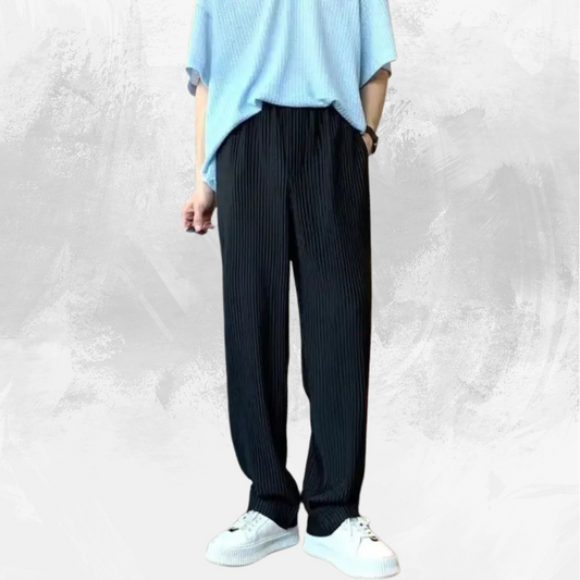 Texture Wide-leg Pants Vertical Stripes Men And Women Casual