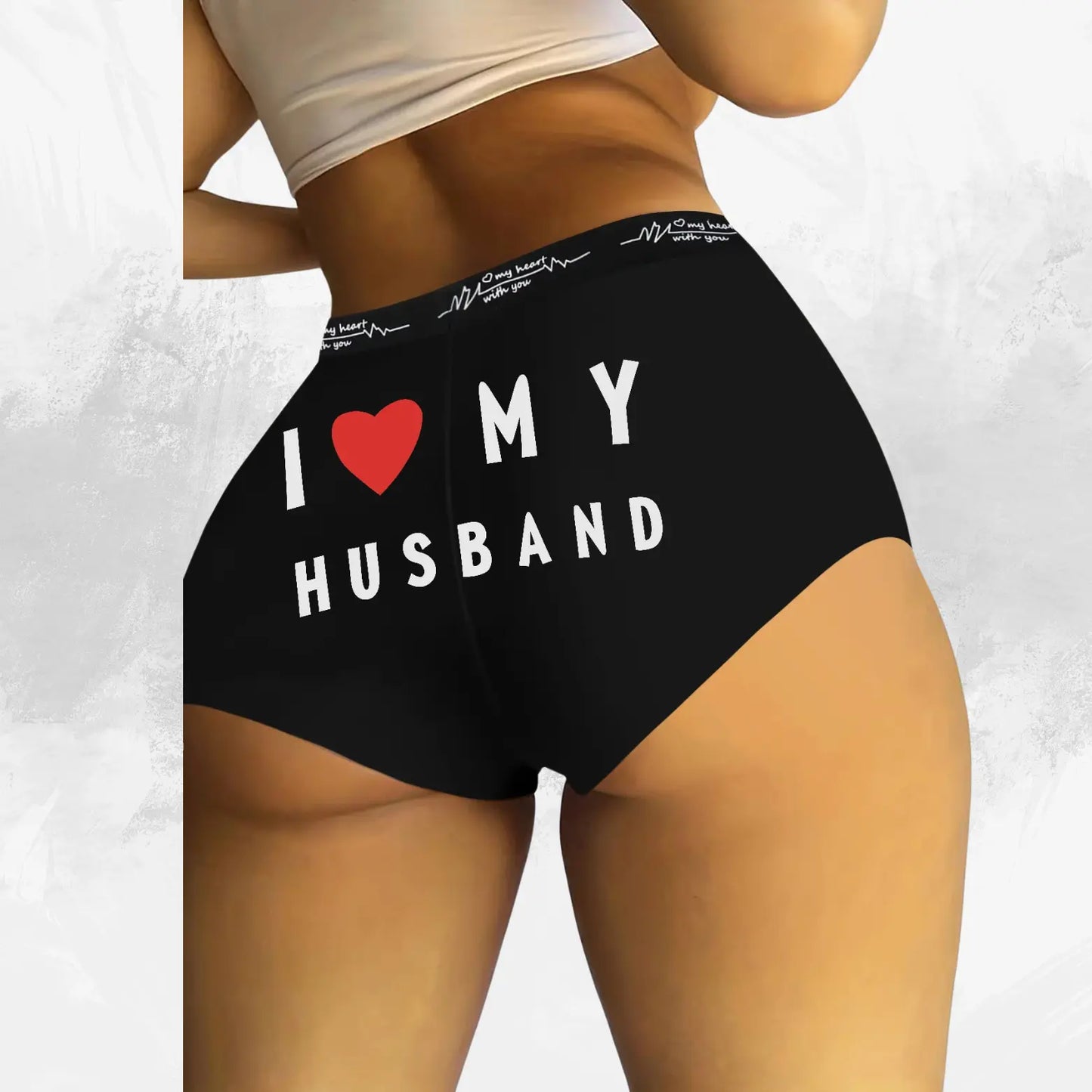 'i love my husband' print underwear shorts my shop saver