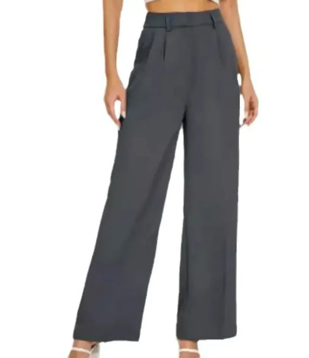 high waist straight trousers