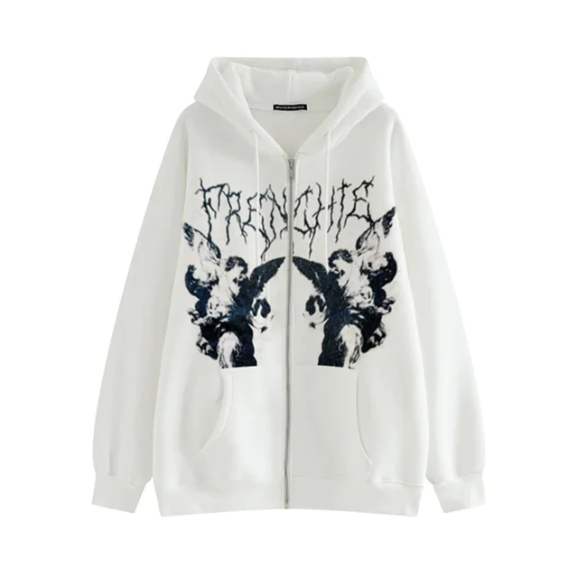 angel print hooded jacket