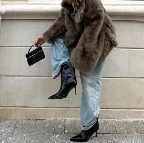 chic plush fur coat