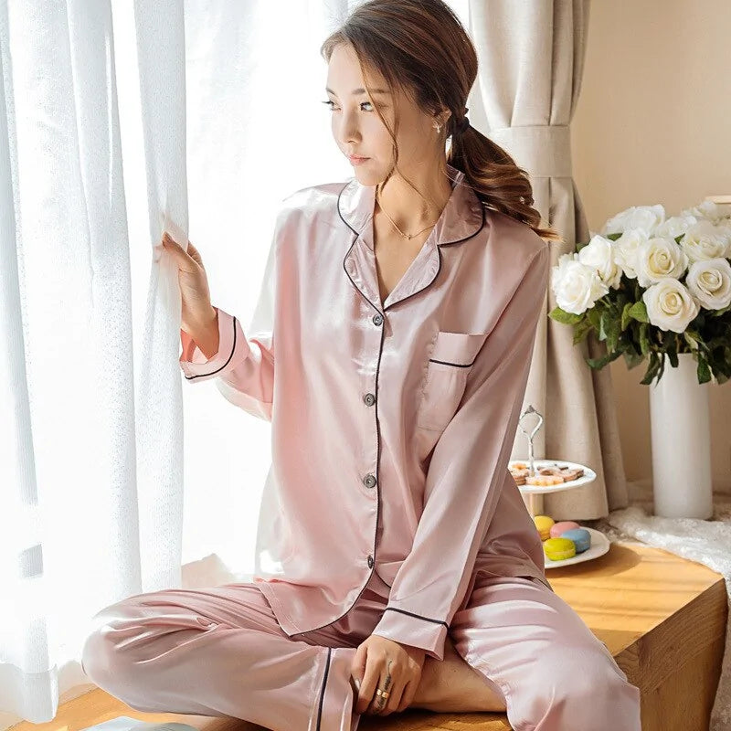 women silk satin pajamas