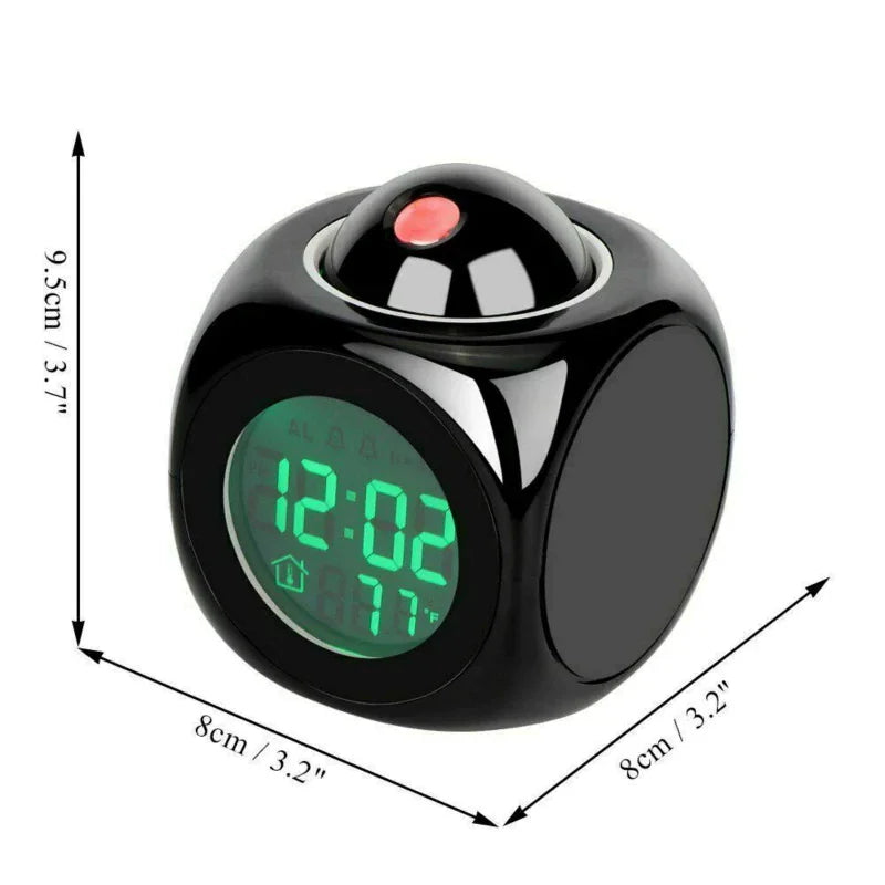 led projection alarm clock digital lcd display voice talking weather snooze usb