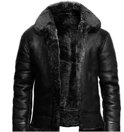 Men's Leather-fur One-piece Lapel Jacket My Shop Saver