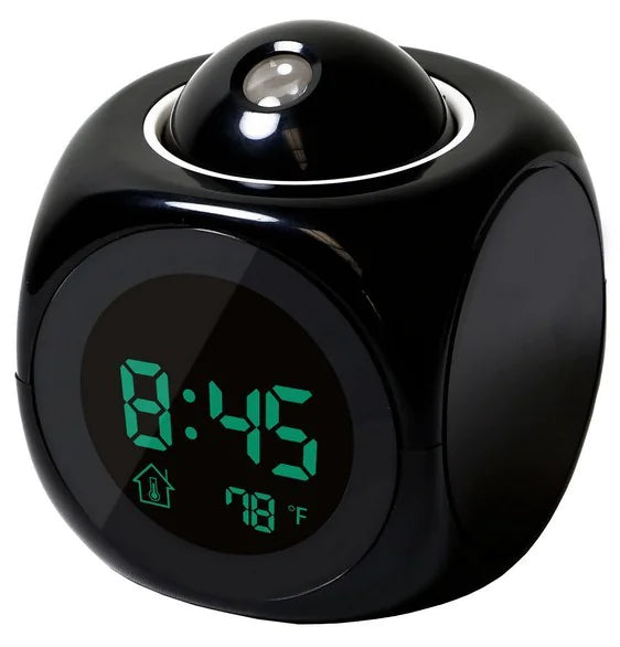 led projection alarm clock digital lcd display voice talking weather snooze usb