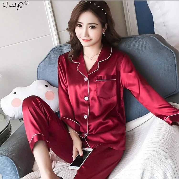 women silk satin pajamas