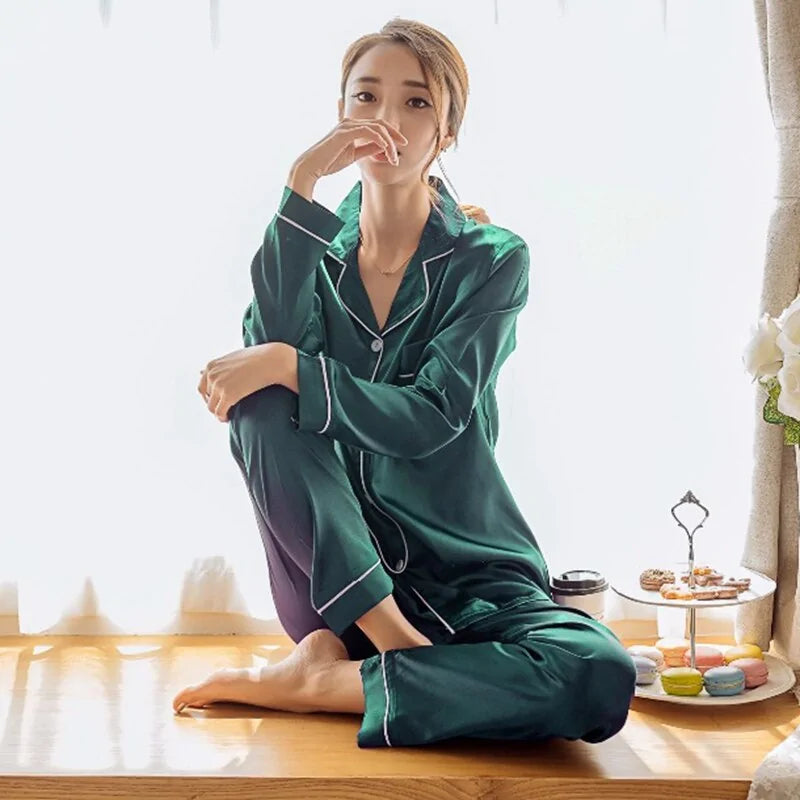 women silk satin pajamas