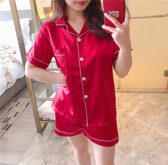 women silk satin pajamas