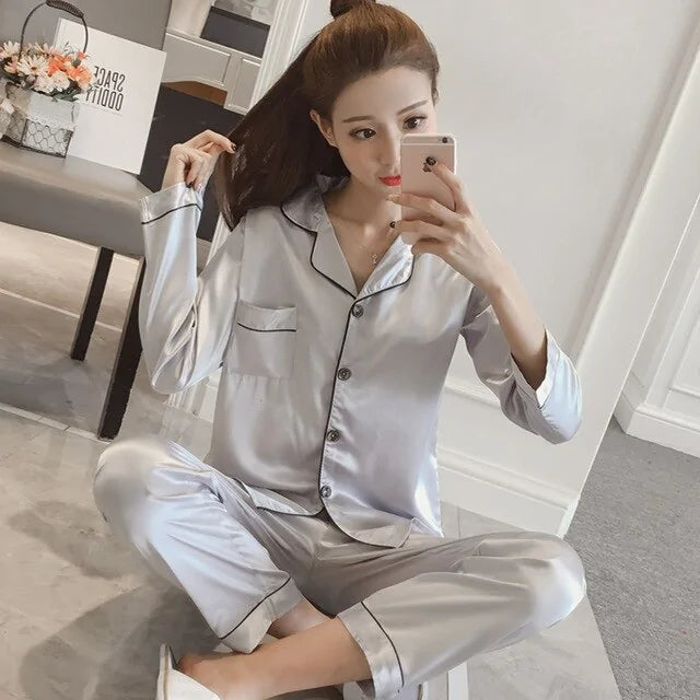 women silk satin pajamas