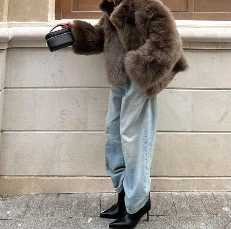 chic plush fur coat